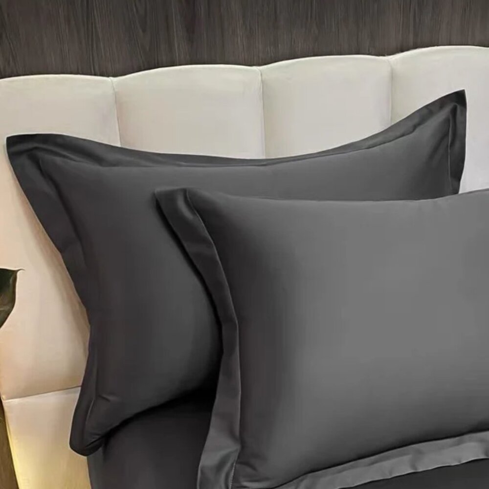 Pillowcase Sham Set SLEEP, By SĀNTI Tranquility Sateen Pillow Shams New Charcoal